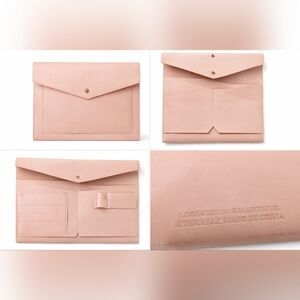 Glass Ladder & Co Megan Blush Pink Vegan Leather Portfolio Tech Organizer Office